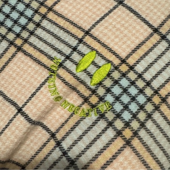 Pacsun Mens L Pink Plaid Boxy Fit Short Sleeve Button Flannel Shirt - Picture 2 of 4